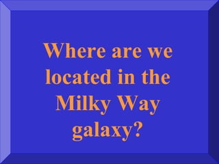 Where are we
located in the
Milky Way
galaxy?
 
