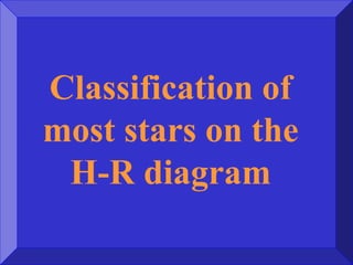 Classification of
most stars on the
H-R diagram
 