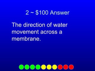 2 ~ $100 Answer
The direction of water
movement across a
membrane.

 