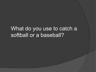 What do you use to catch a softball or a baseball?