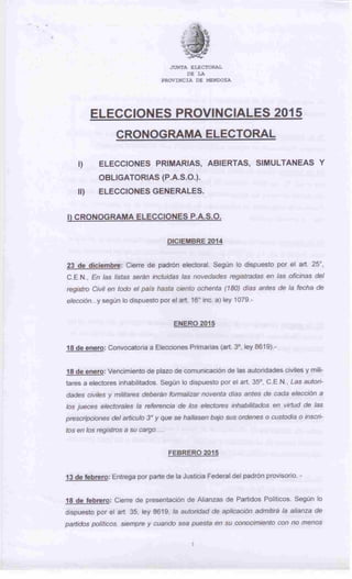 Jep cronograma electoral2015 mendoza