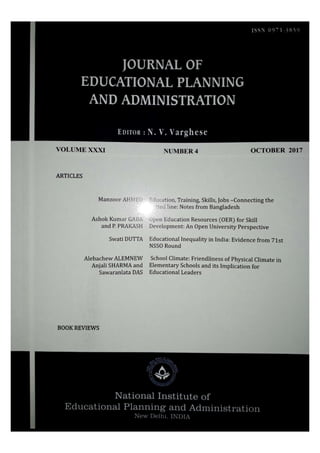 Journal of Educational Planning and Administration (JEPA), Book Review 'College Autonomy'