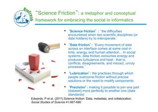 BIH2013 – September 2013 – Rome, ItalyContract No. 226874
“Science Friction”: a metaphor and conceptual
framework for embr...