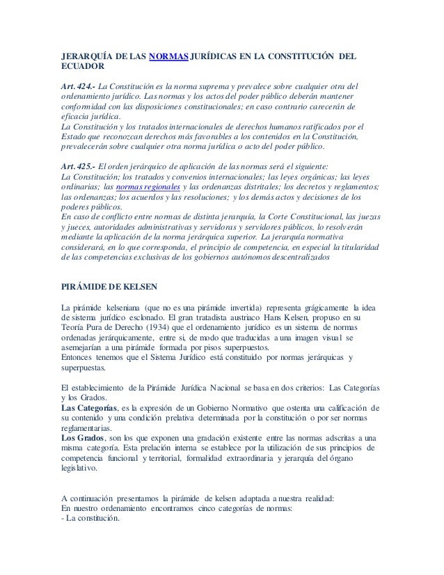 Jerarquia De Las Normas Juridicas En La Constitucion Del Ecuador