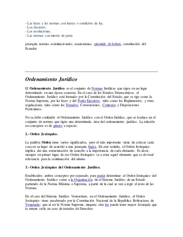 Jerarquia De Las Normas Juridicas En La Constitucion Del Ecuador