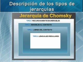 Descripción de los tipos deDescripción de los tipos de
jerarquíasjerarquías
 