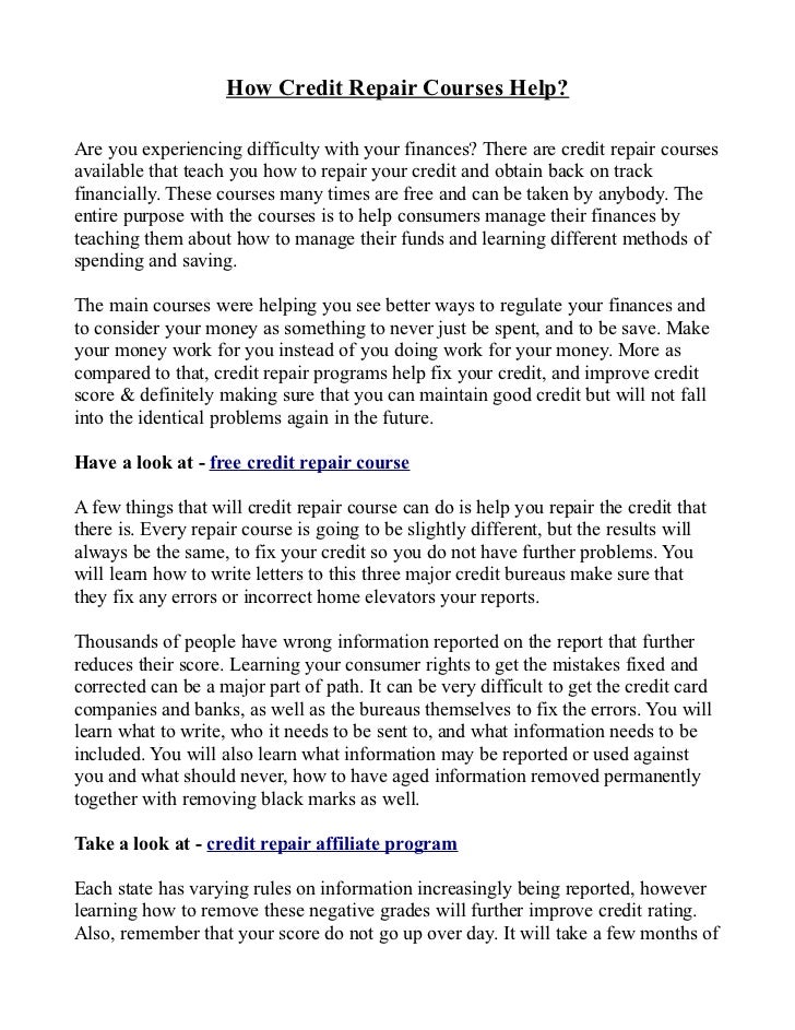 How Credit Repair Courses Help 
