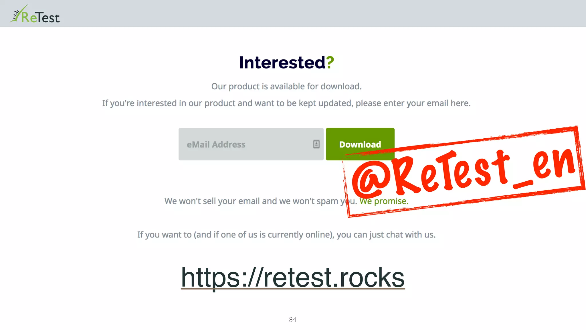 84
https://retest.rocks
@ReTest_en
 