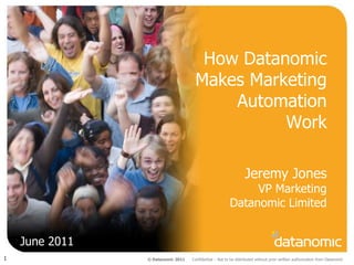 How DatanomicMakes MarketingAutomationWork Jeremy JonesVP MarketingDatanomic Limited June 2011 