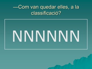 —Com van quedar elles, a la
     classificació?




NNNNNN
 