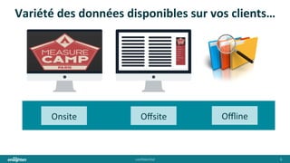 conﬁden'al	
   6	
  
Onsite	
   Oﬀsite	
   Oﬄine	
  
Variété	
  des	
  données	
  disponibles	
  sur	
  vos	
  clients…	
  
 