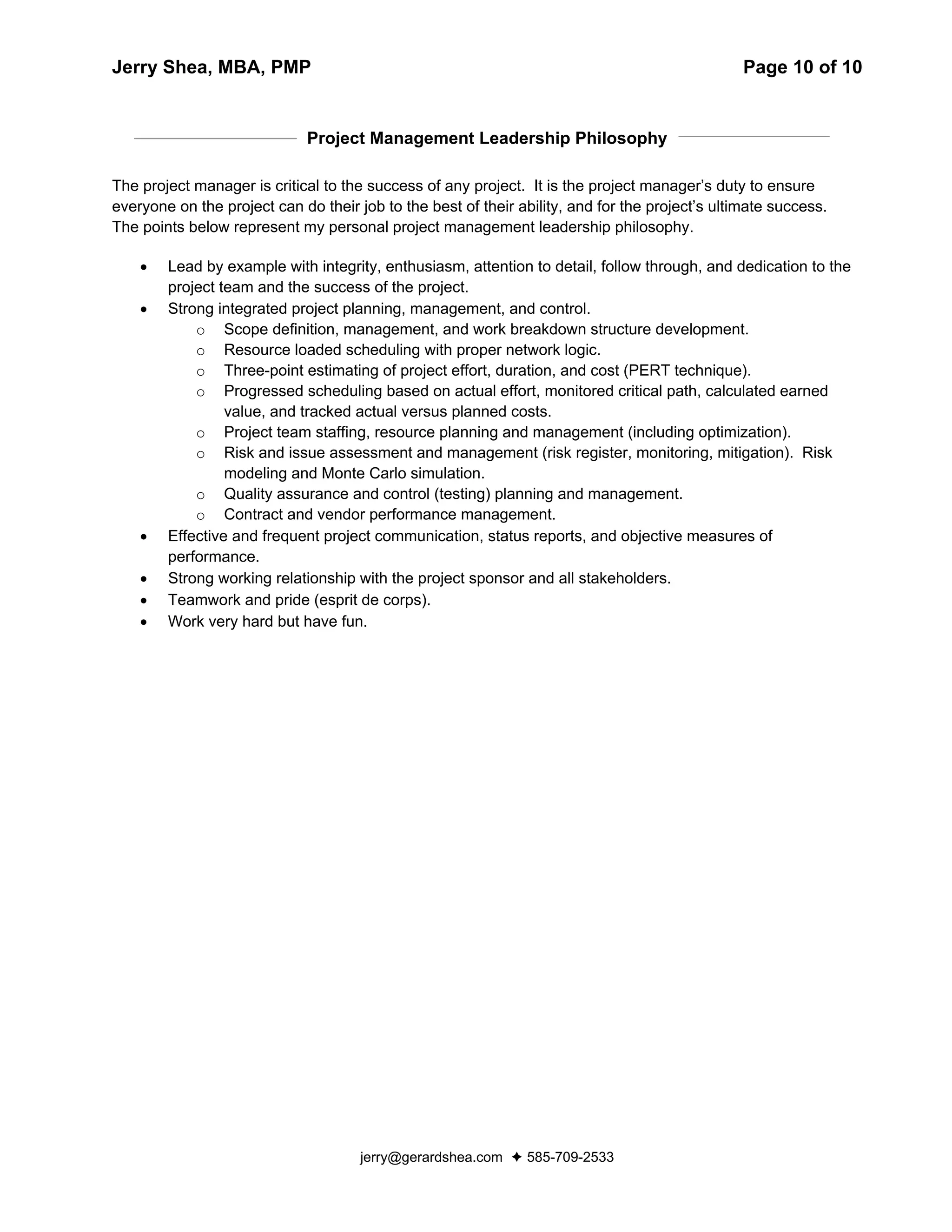 Jerry  Shea Resume And Addendum 5 2 09