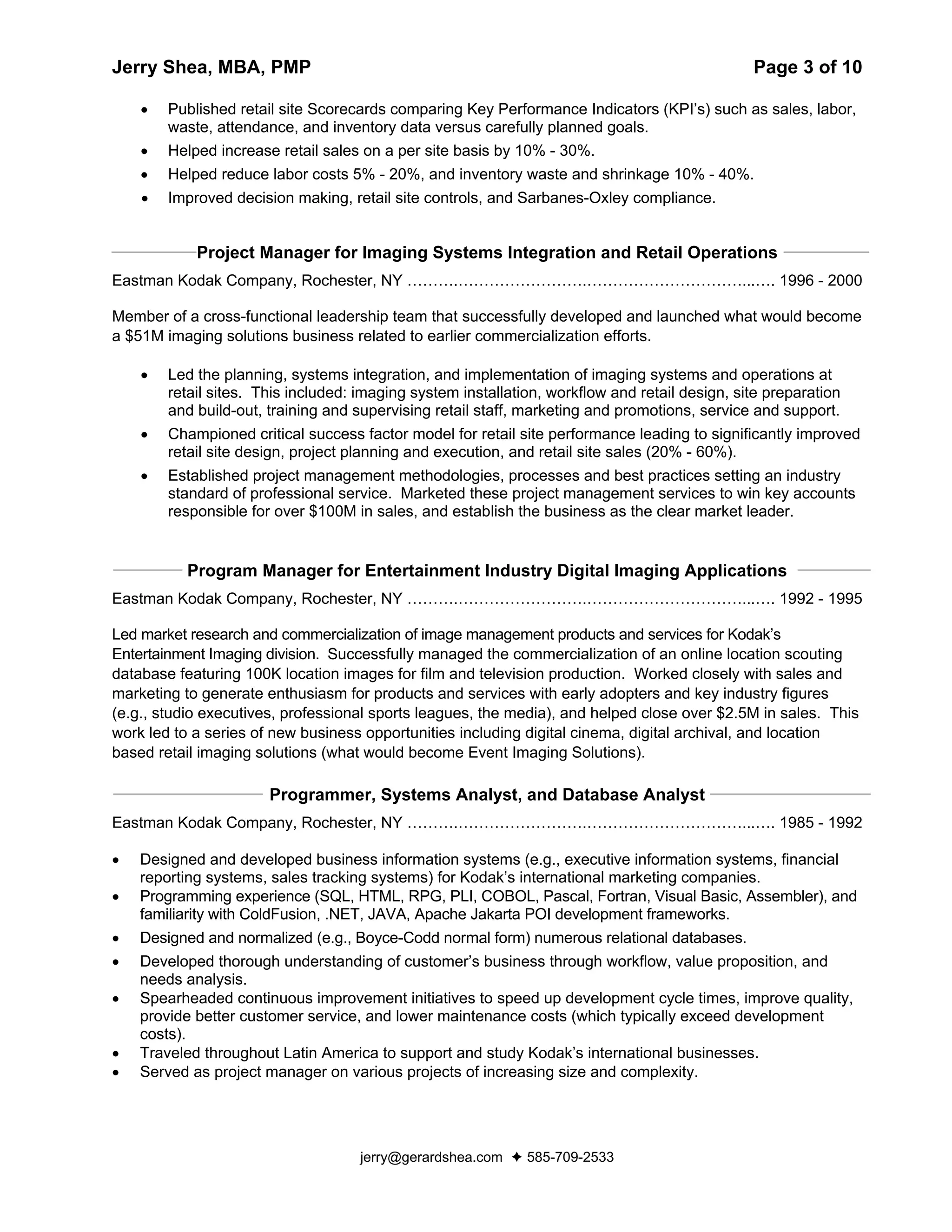 Jerry  Shea Resume And Addendum 5 2 09
