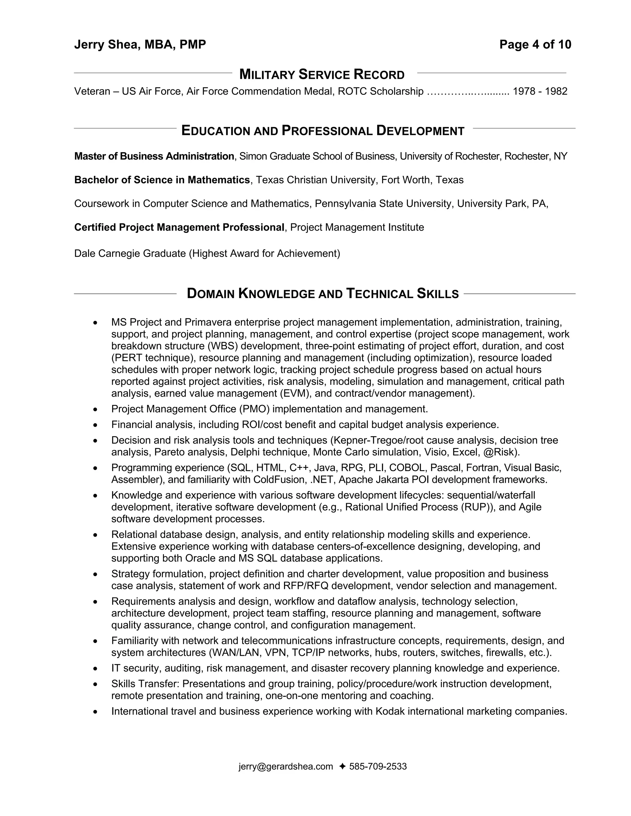 Jerry  Shea Resume And Addendum 5 2 09