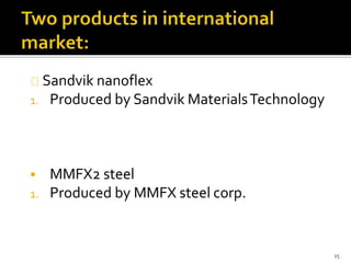 Sandvik nanoflex 
1. Produced by Sandvik Materials Technology 
 MMFX2 steel 
1. Produced by MMFX steel corp. 
25 
 