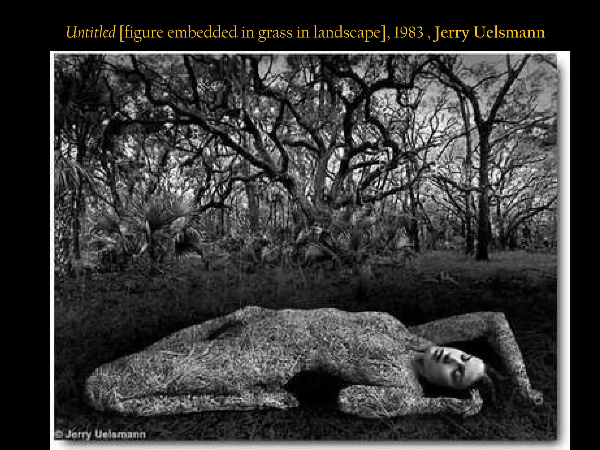 Untitled  [figure embedded in grass in landscape], 1983 ,  Jerry Uelsmann  