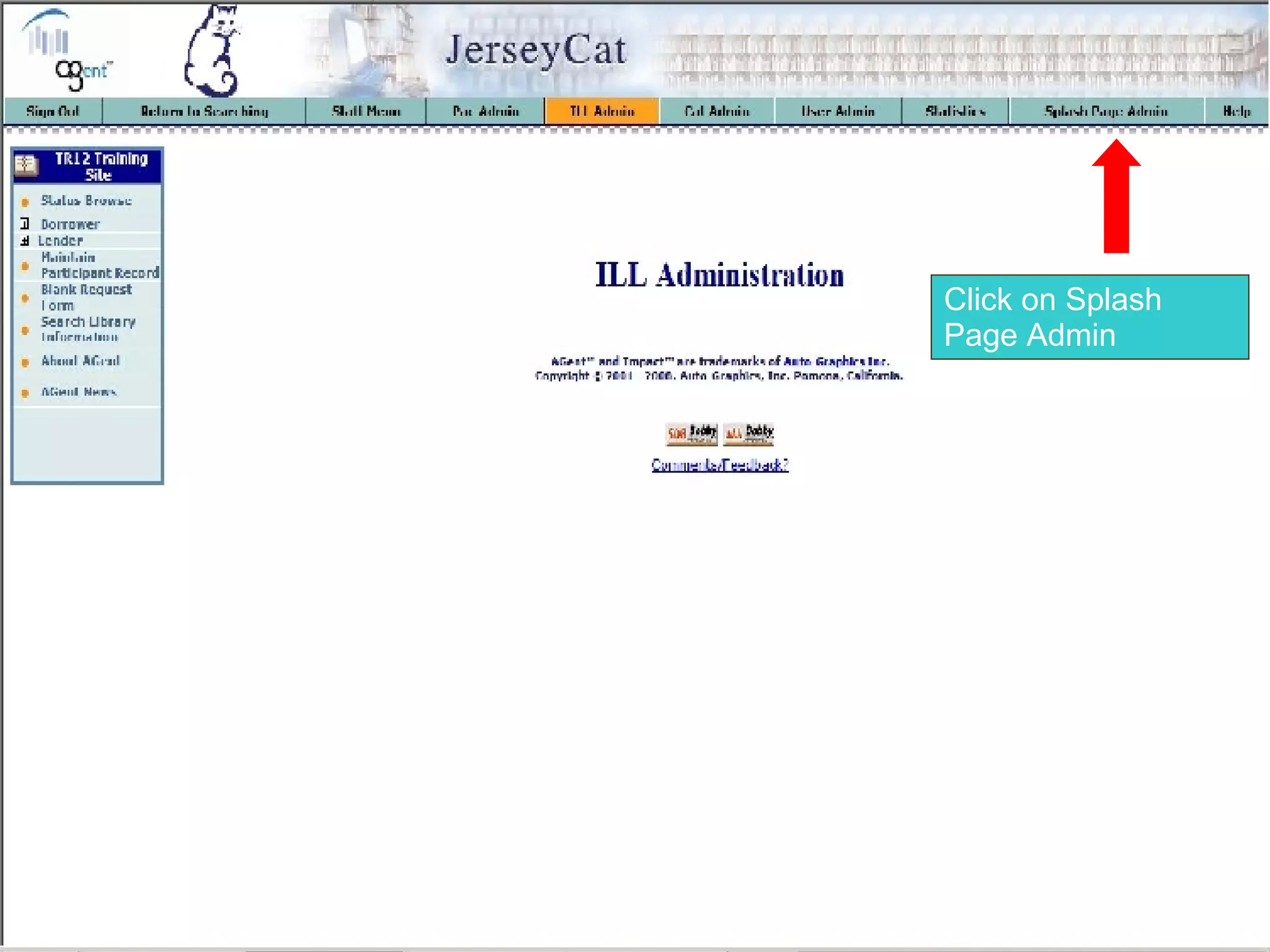Click on Splash Page Admin 