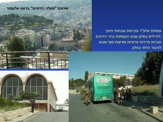 שכונת  " מעלה הזיתים "  בראס אלעמוד עמותת אלע " ד מקיימת שבתות חינוך לחיילים במלון שבע הקשתות בהר הזיתים ; חברות תיירות פרטיות מציעות סוף שבוע לציבור הדתי במלון 