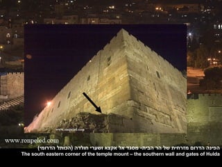 (‫הפינה הדרום מזרחית של הר הבית- מסגד אל אקצא ושערי חולדה )הכותל הדרומי‬
The south eastern corner of the temple mount – the southern wall and gates of Hulda
 