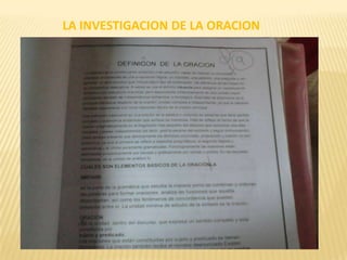 LA INVESTIGACION DE LA ORACION