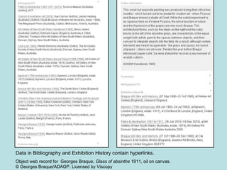 Data in Bibliography and Exhibition History contain hyperlinks.  Object web record for  Georges Braque,  Glass of absinthe  1911, oil on canvas.  © Georges Braque/ADAGP. Licensed by Viscopy 