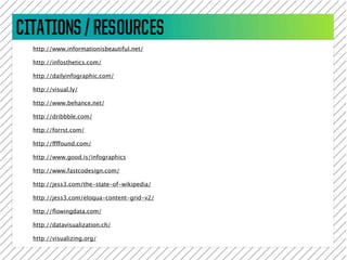 http://www.informationisbeautiful.net/

http://infosthetics.com/

http://dailyinfographic.com/

http://visual.ly/

http://www.behance.net/

http://dribbble.com/

http://forrst.com/

http://ffffound.com/

http://www.good.is/infographics

http://www.fastcodesign.com/

http://jess3.com/the-state-of-wikipedia/

http://jess3.com/eloqua-content-grid-v2/

http://ﬂowingdata.com/

http://datavisualization.ch/

http://visualizing.org/
 