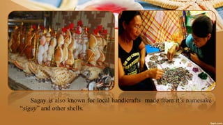 Sagay is also known for local handicrafts made from it’s namesake
“sigay” and other shells.
 