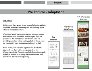 Projects
Whole Foods Design Challenge
Establishing scope Testing concept validity Story Board Wireframes of feature
Sketch 3 InVision iWork Suite Photoshop
 