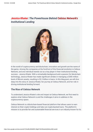 Jessica Khater-The Powerhouse Behind Celsius Network's Institutional