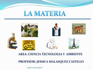 AREA: CIENCIA TECNOLOGIA Y AMBIENTE

PROFESOR: JESSICA MALASQUEZ CASTILLO
    JESSICA MALASQUEZ                  1
 
