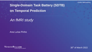 Single-Domain Task Battery (SDTB)
on Temporal Prediction
An fMRI study
Ana Luísa Pinho
30th
of March 2022
Grahn labmeeting
 