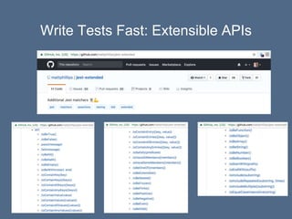 Write Tests Fast: Extensible APIs
 