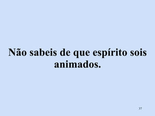 Não sabeis de que espírito sois animados. 