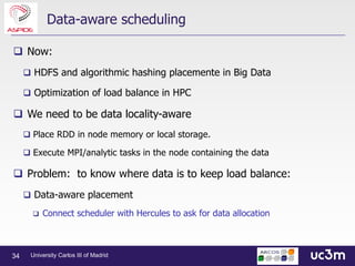 34
q Now:
q HDFS and algorithmic hashing placemente in Big Data
q Optimization of load balance in HPC
q We need to be data...
