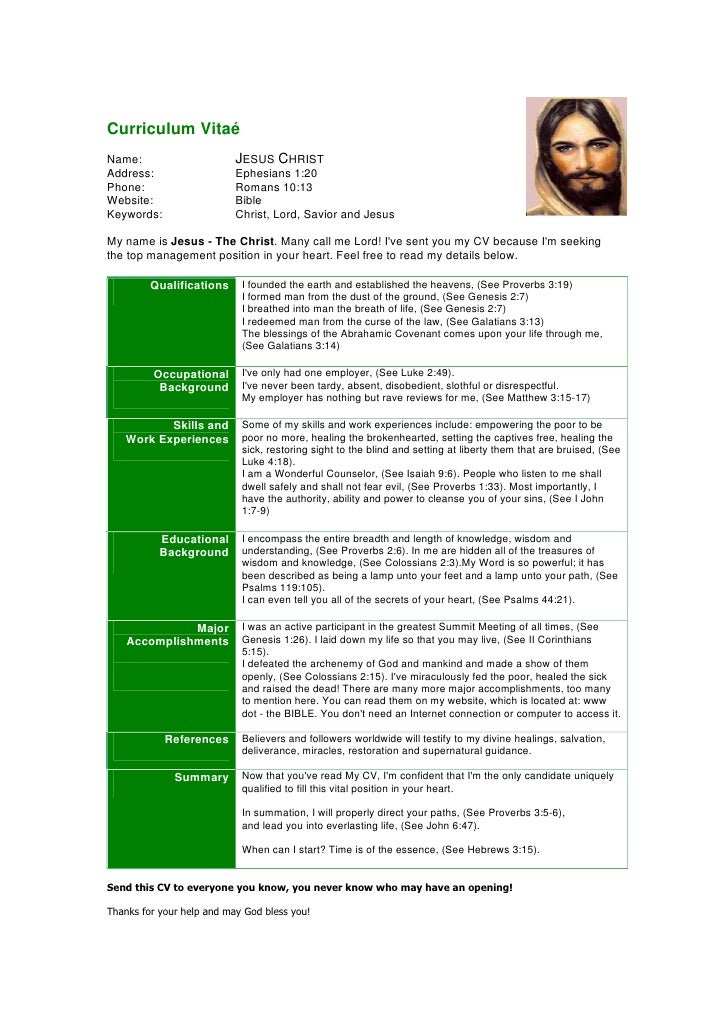 Jesus Curriculum Vitae