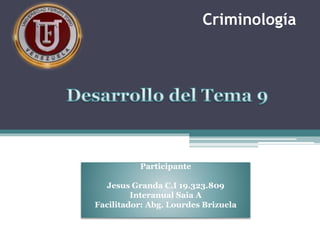 Participante
Jesus Granda C.I 19.323.809
Interanual Saia A
Facilitador: Abg. Lourdes Brizuela
Criminología
 