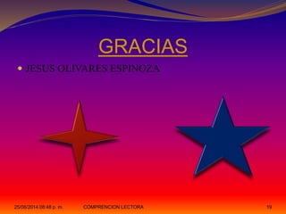 GRACIAS
 JESUS OLIVARES ESPINOZA
COMPRENCION LECTORA 1925/06/2014 08:48 p. m.
 