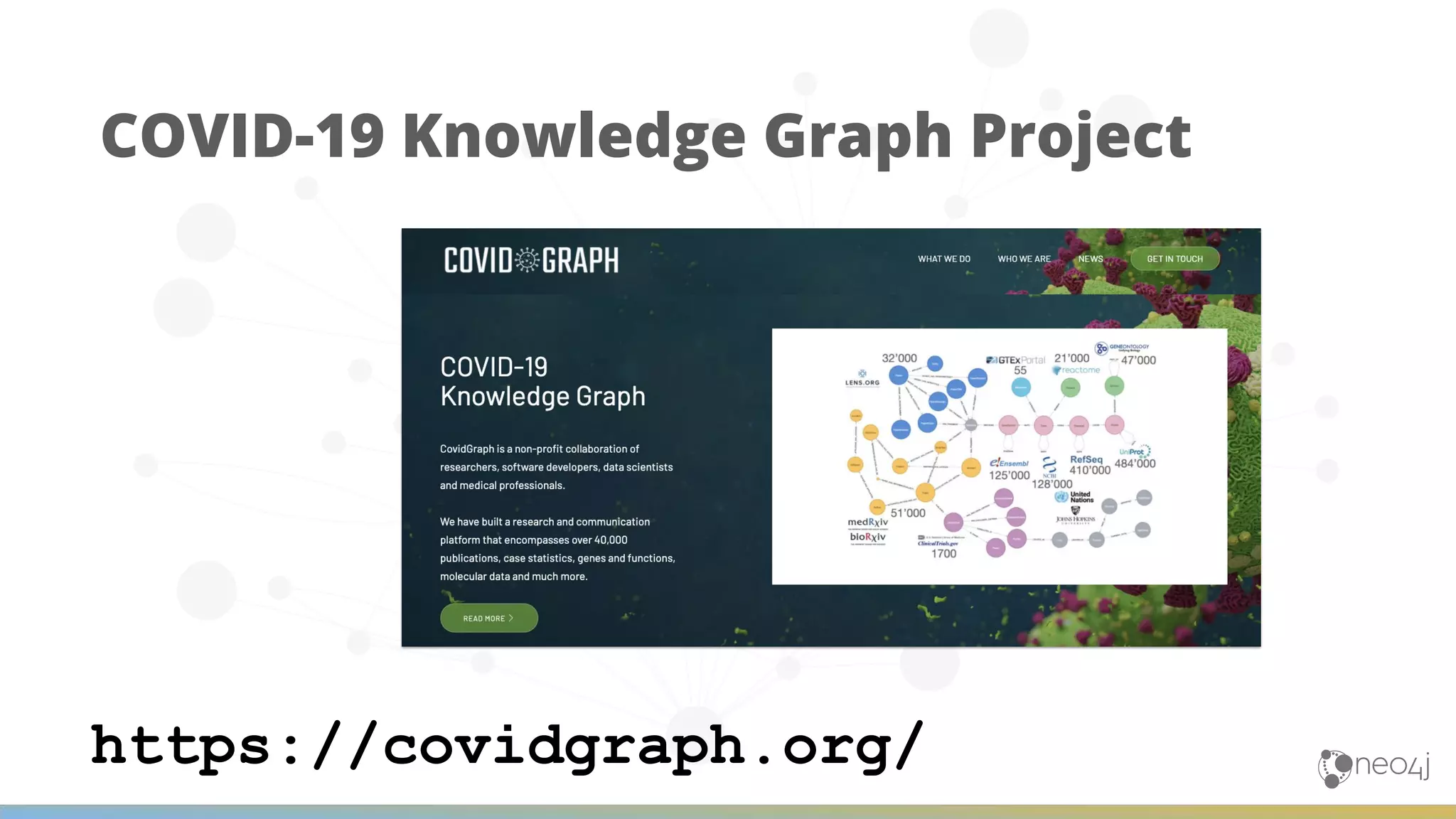 COVID-19 Knowledge Graph Project https://covidgraph.org/ 