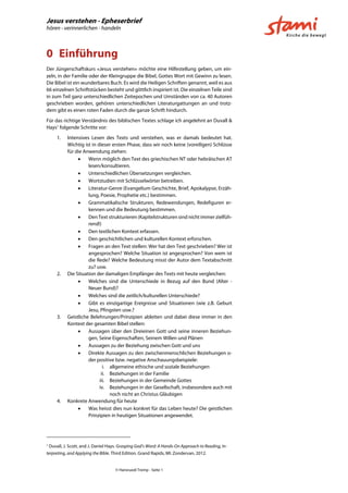 Jesus verstehen - Epheserbrief
hören - verinnerlichen - handeln
© Hansruedi Tremp - Seite 1
0 Einführung
Der Jüngerschafts...