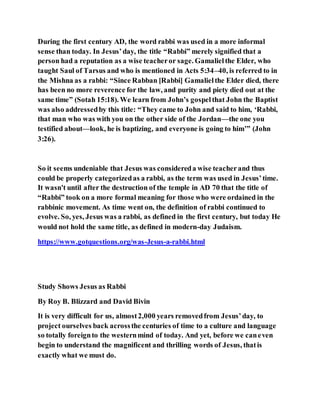 Jesus was a rabbi | DOCX