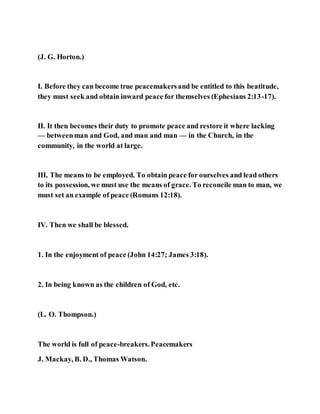 Peacemaker Examples Holy Jesus was blessing the peacemakers | DOCX