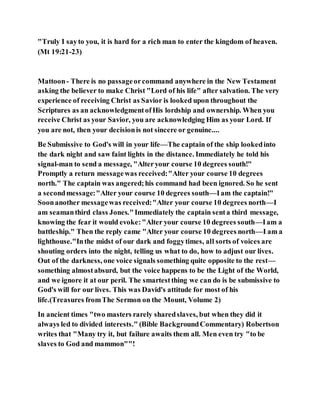 Jesus was clear you cannot serve two masters