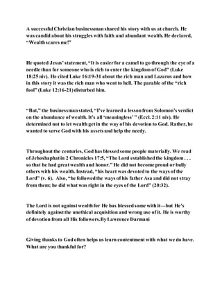 Jesus was clear you cannot serve two masters