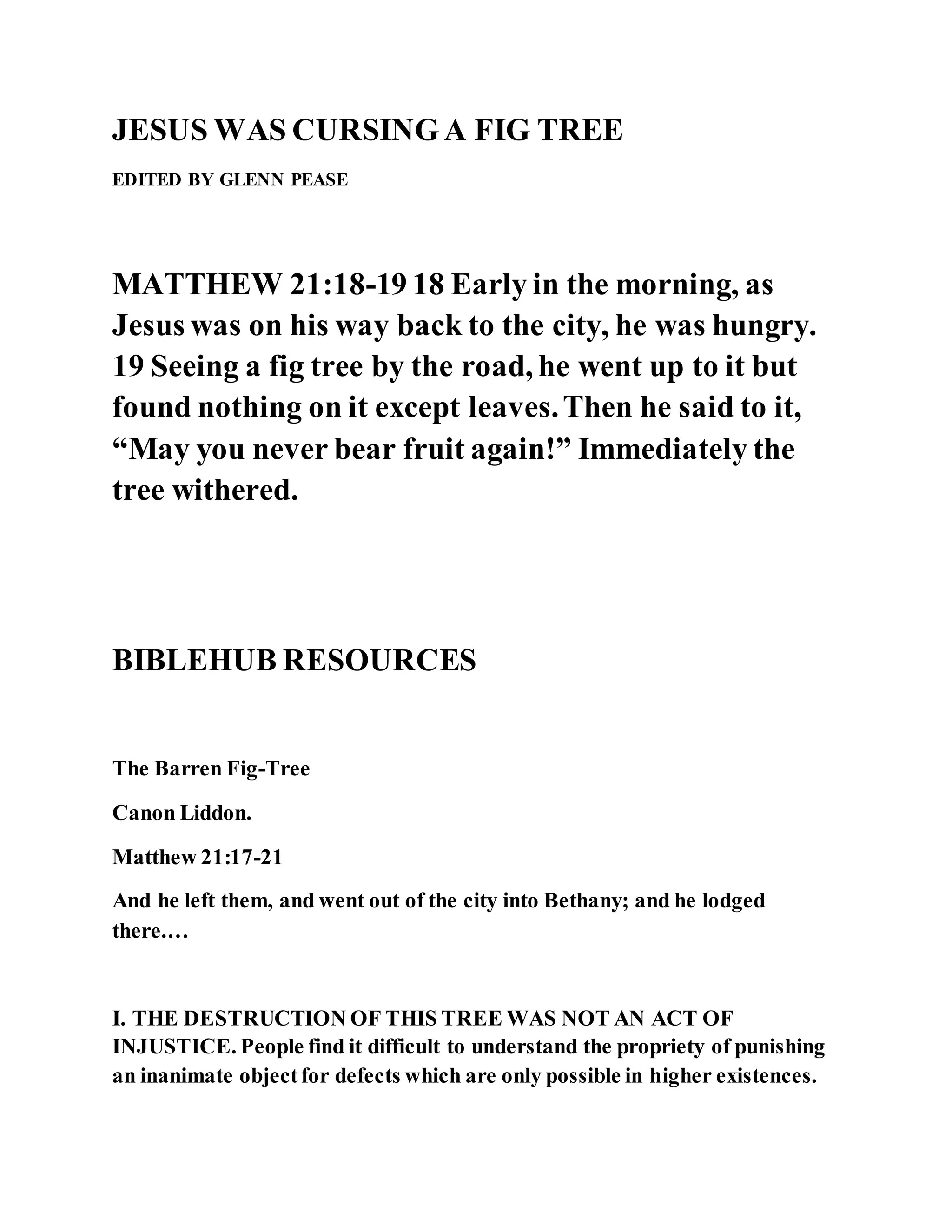 Jesus Was Cursing A Fig Tree Docx