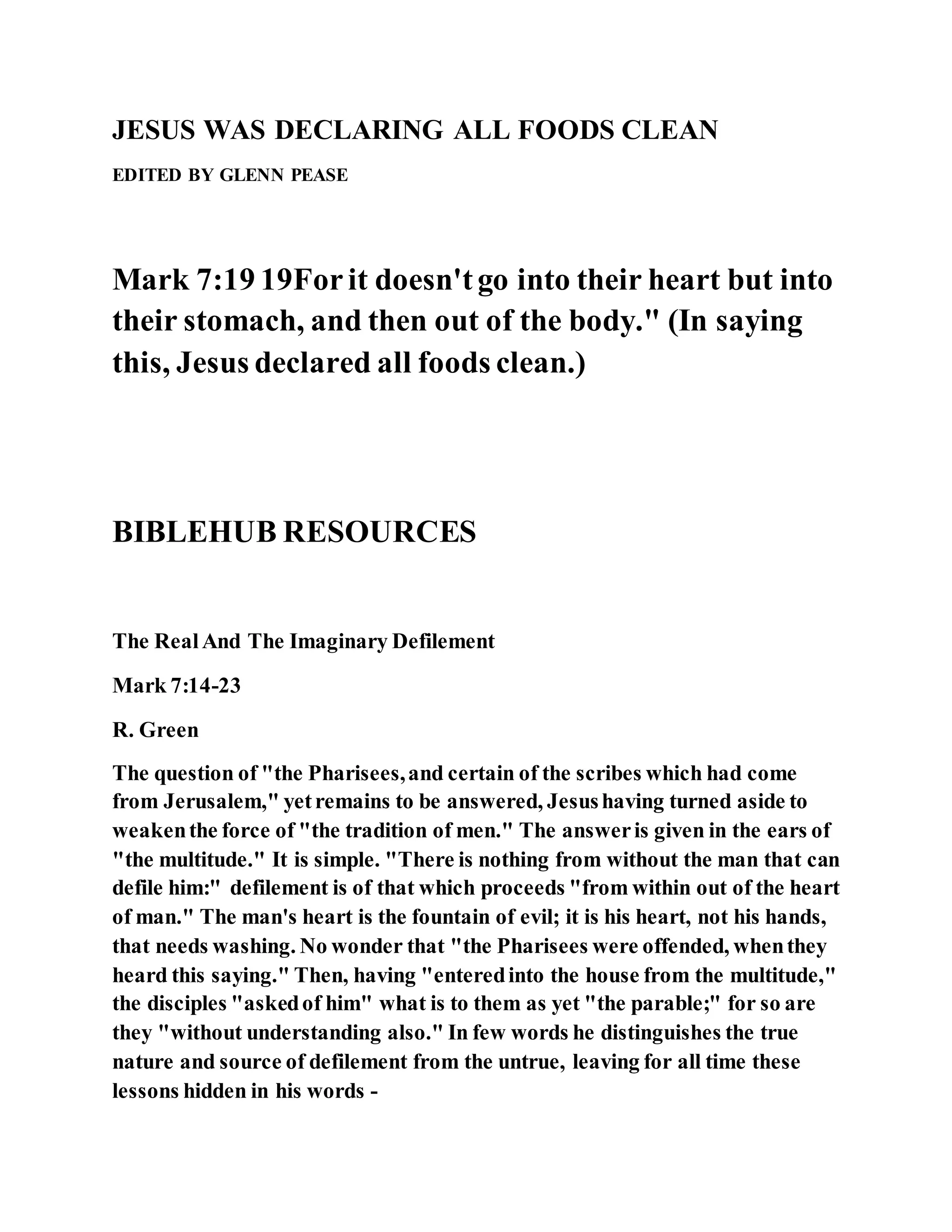 Jesus was declaring all foods clean PDF