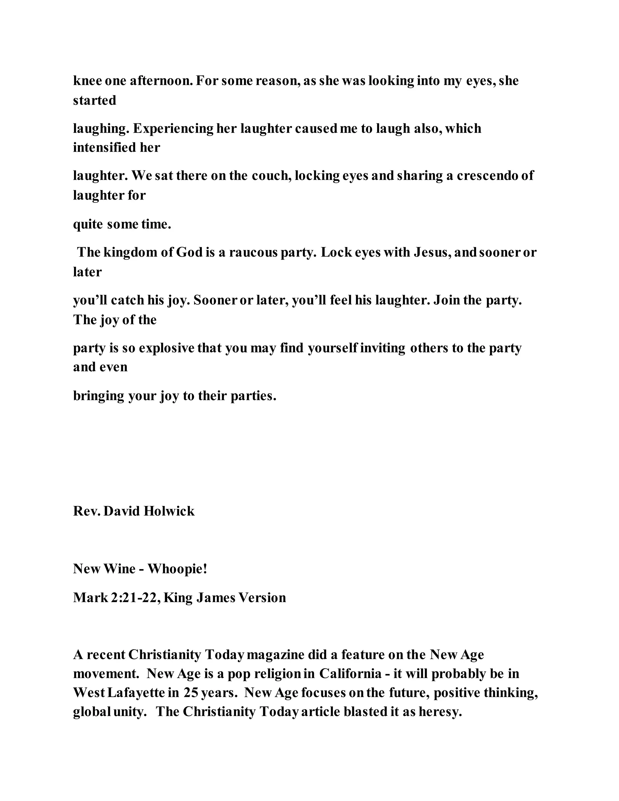 Jesus was questioned about fasting