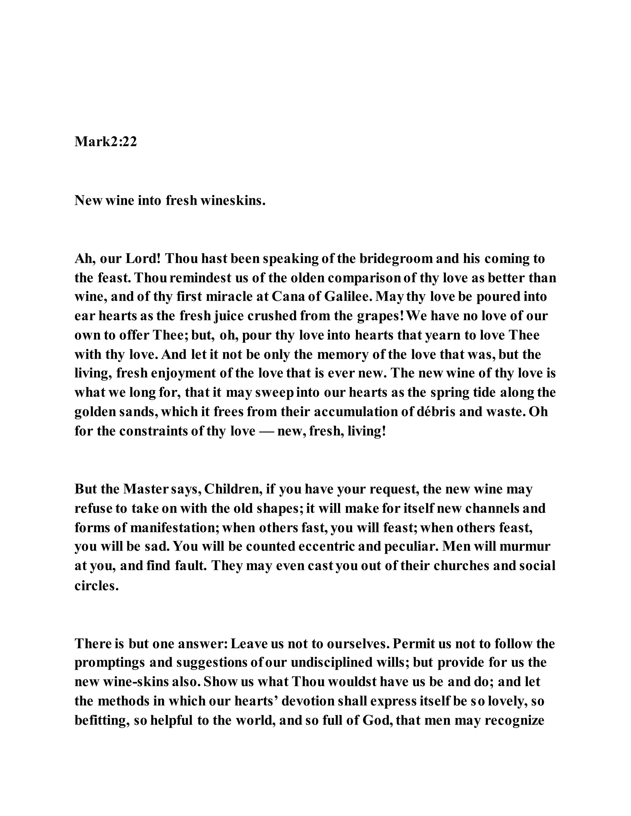 Jesus was questioned about fasting