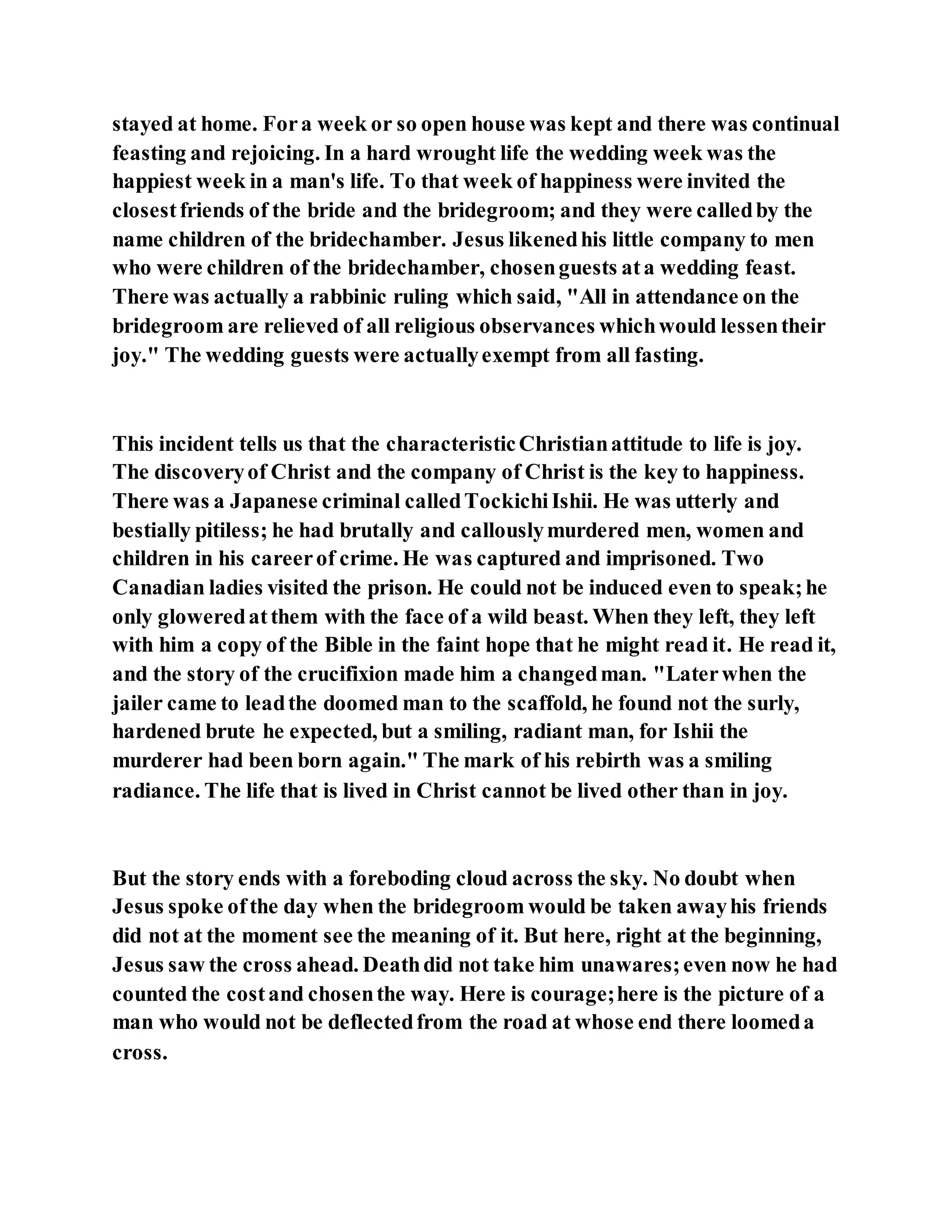 Jesus was questioned about fasting