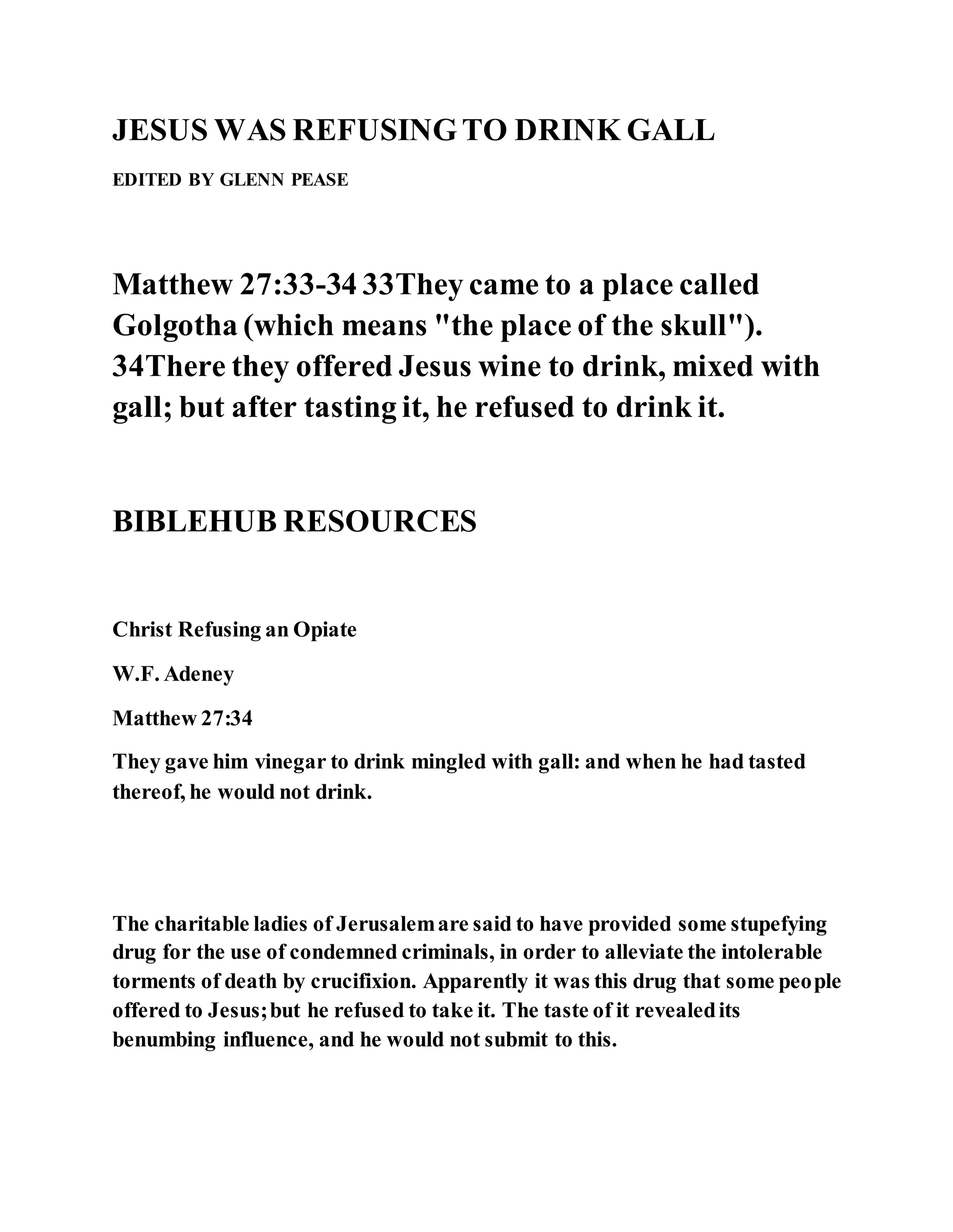 Jesus was refusing to drink gall PDF