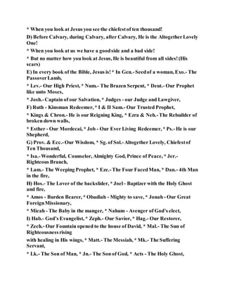 Jesus Was The Chiefest Among Ten Thousand